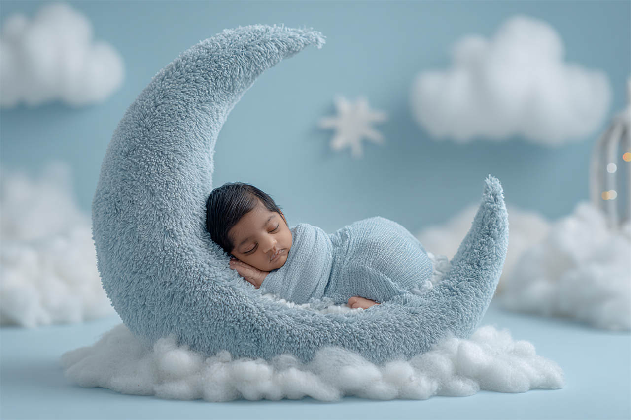 Newborn with soft pastel props and blankets, Melbourne newborn photography