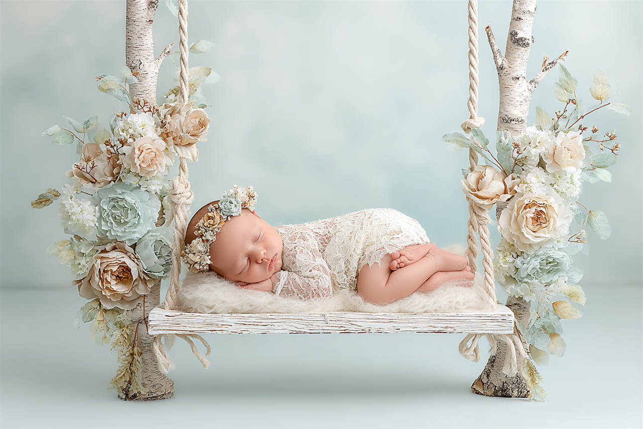 Baby settled snugly in a woven basket, Melbourne newborn photography