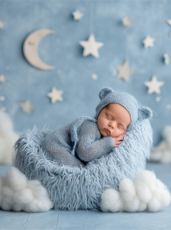 Newborn baby on a fine-art studio setup, Melbourne newborn photography