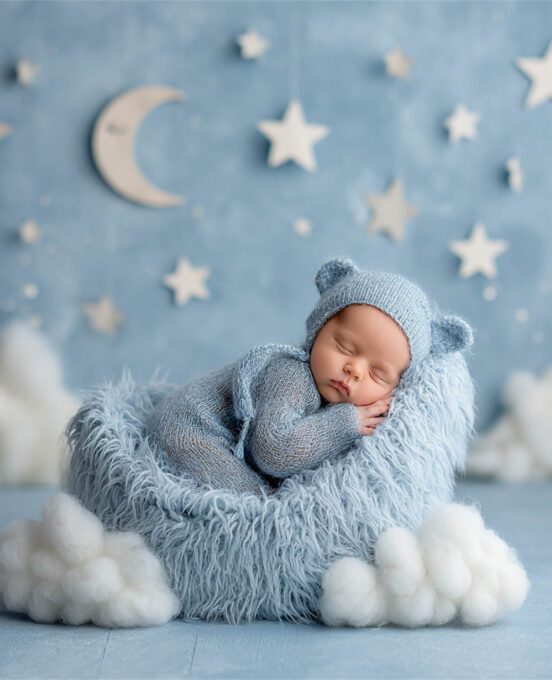 Newborn baby on a fine-art studio setup, Melbourne newborn photography