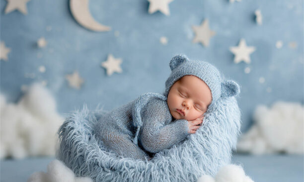 Newborn baby on a fine-art studio setup, Melbourne newborn photography