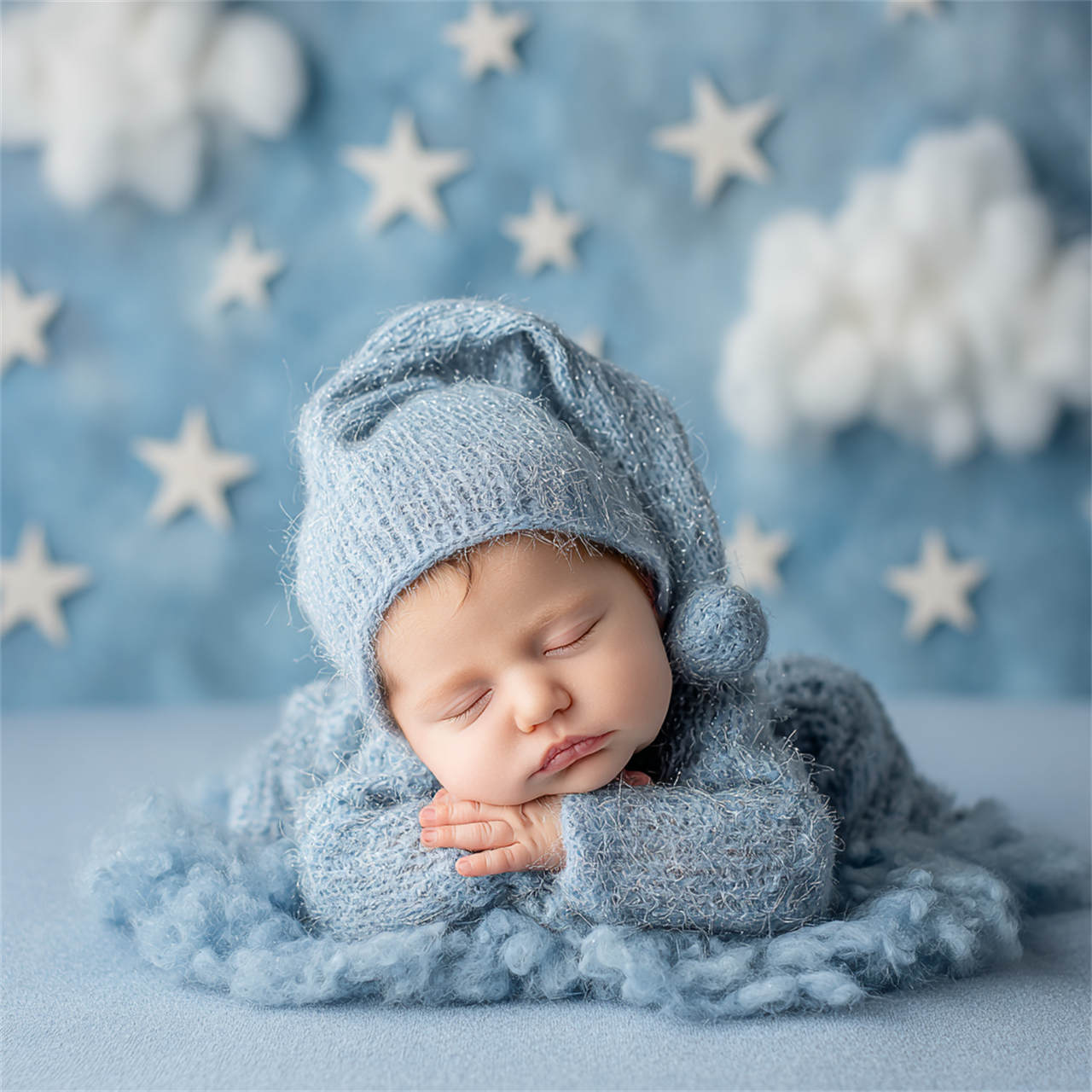 Tiny newborn nestled in a knitted layer, newborn photography Melbourne