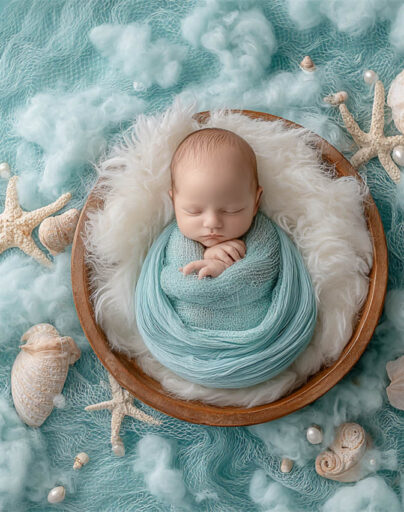 Newborn milestone portrait with delicate props, Melbourne newborn and maternity photography