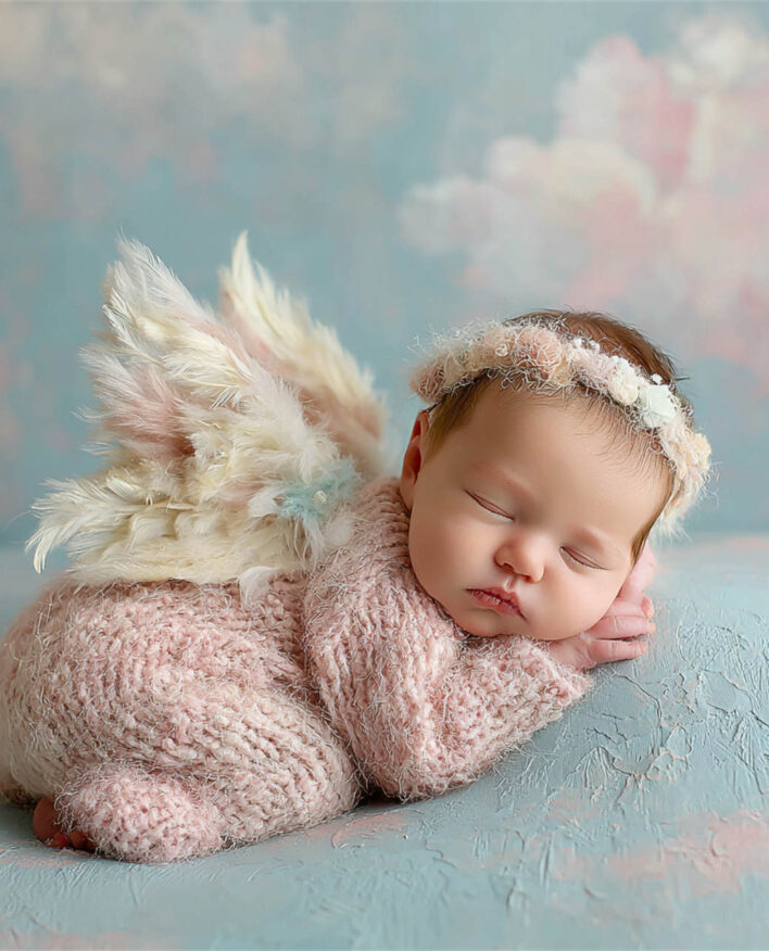 Swaddled newborn during a gentle studio session, Melbourne newborn & baby studio