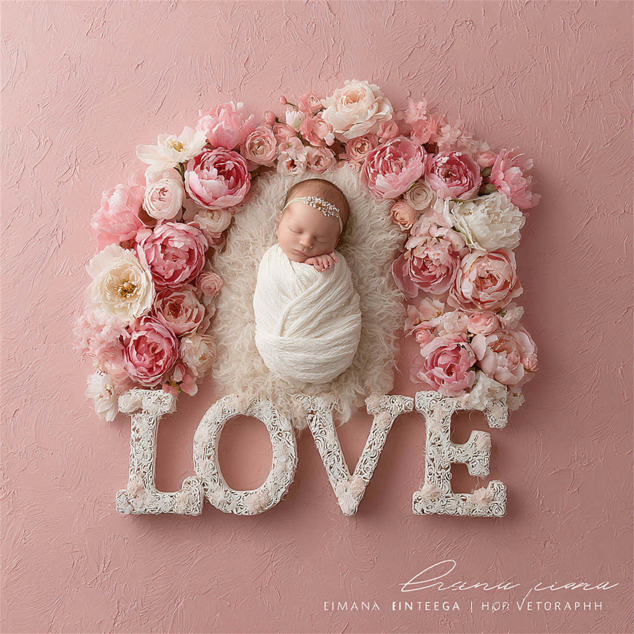 Sleeping newborn wrapped in a soft knit wrap, Melbourne newborn & baby studio