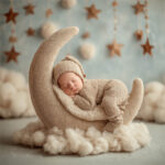Tiny newborn nestled in a knitted layer, Melbourne newborn photography
