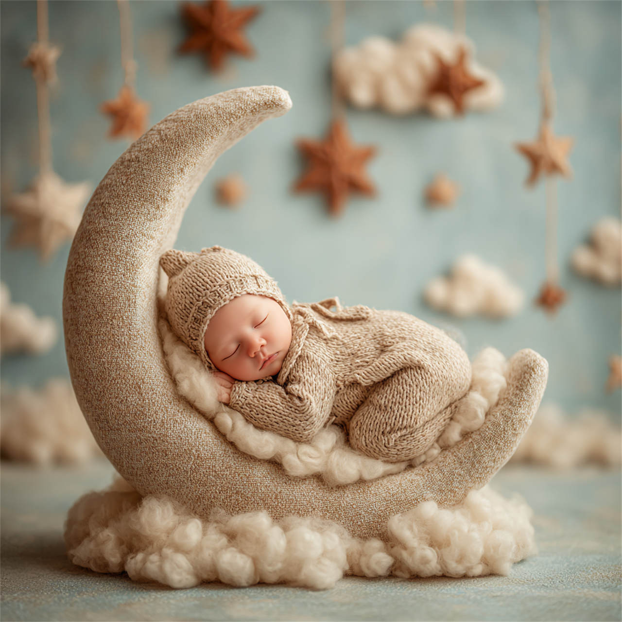 Newborn milestone portrait with delicate props, Melbourne newborn & baby studio