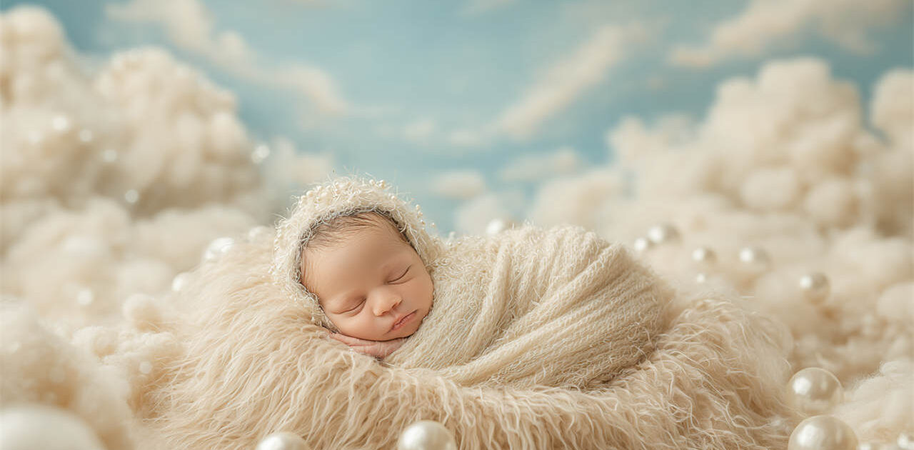 Swaddled newborn during a gentle studio session, Melbourne newborn & baby studio