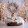 Baby settled snugly in a woven basket, Melbourne newborn and maternity photography