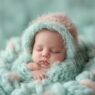 Newborn cradled in soft fur and florals, Melbourne newborn & baby studio