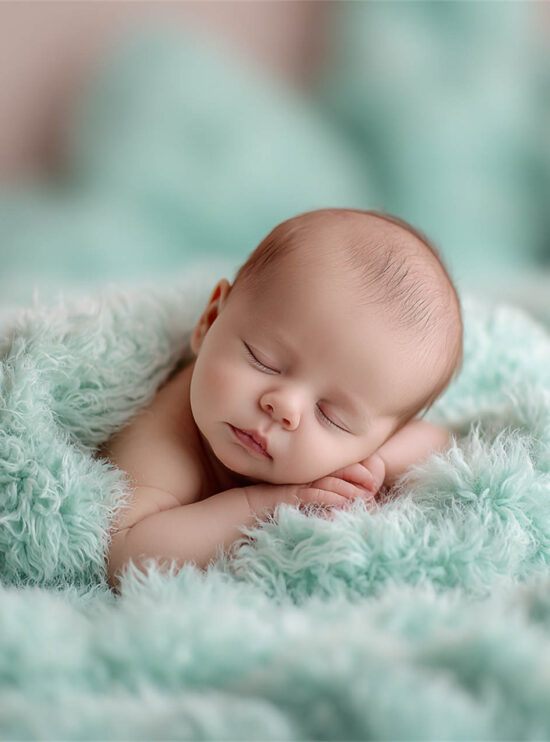 Newborn baby on a fine-art studio setup, Melbourne newborn photography
