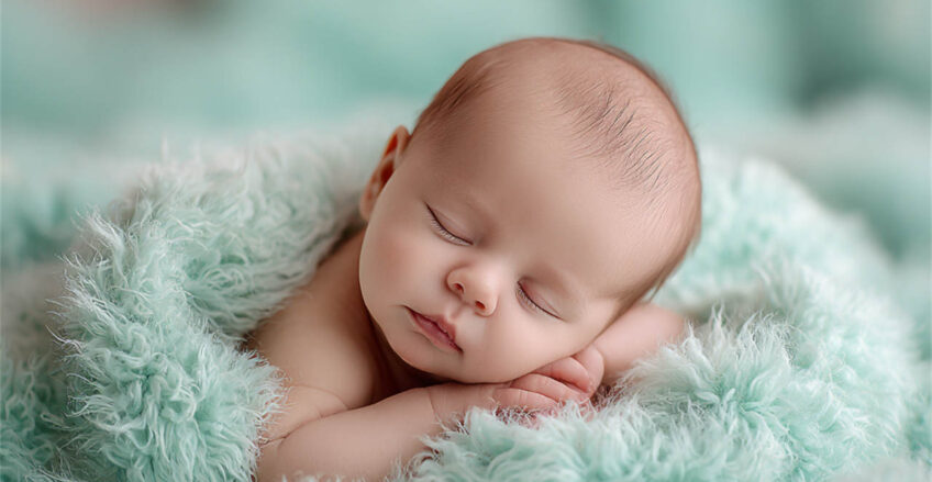 Newborn baby on a fine-art studio setup, Melbourne newborn photography