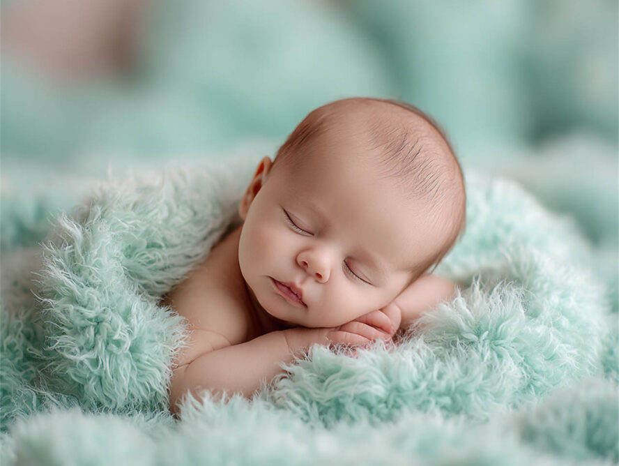 Newborn baby on a fine-art studio setup, Melbourne newborn photography