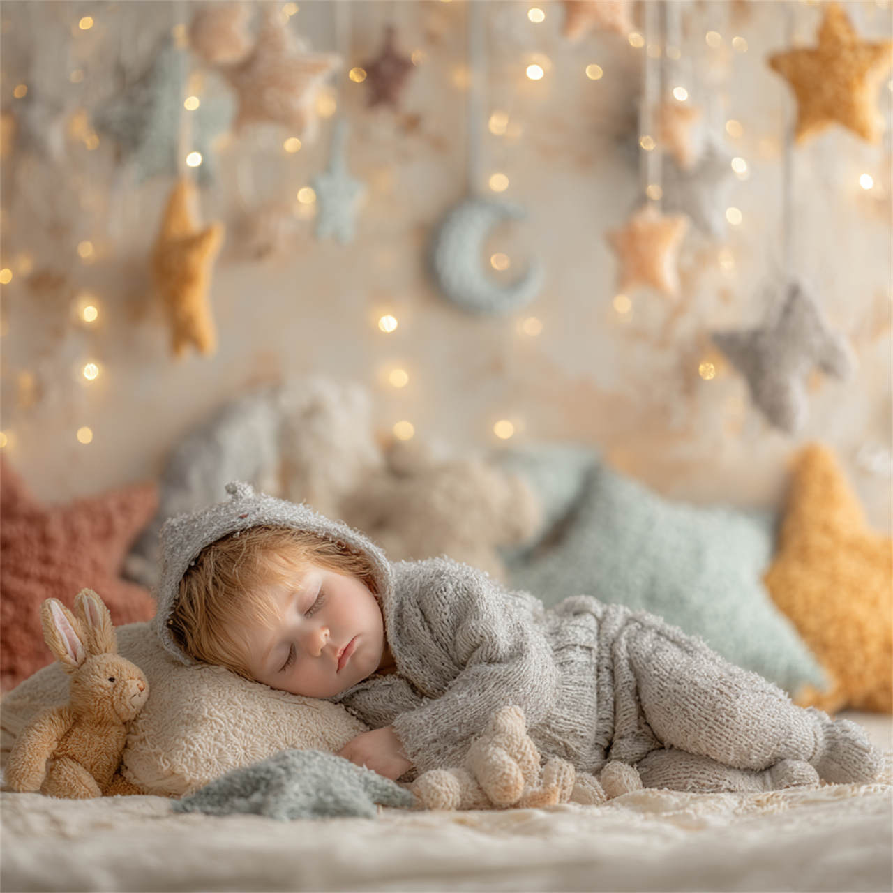Sleeping newborn wrapped in a soft knit wrap, Melbourne newborn photography