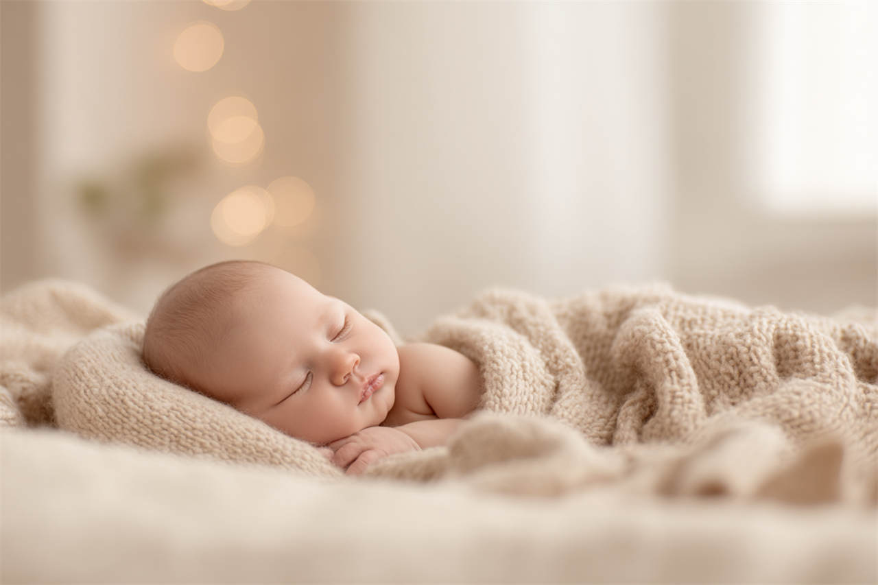 Newborn baby resting on a hand-painted backdrop, Melbourne newborn photography