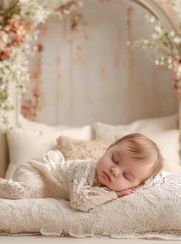 Gently posed newborn on a textured backdrop, Melbourne newborn & baby studio