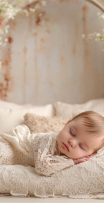 Gently posed newborn on a textured backdrop, Melbourne newborn & baby studio