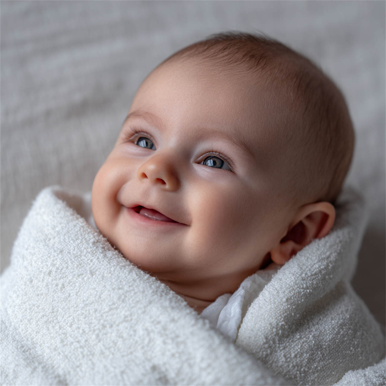 Sleeping newborn wrapped in a soft knit wrap, Melbourne newborn and maternity photography