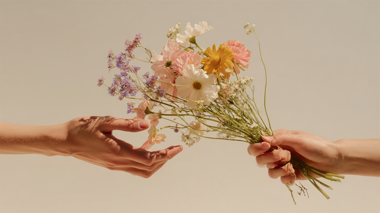 A minimalist poetic photograph of two human hands rea — Melbourne newborn & baby studio